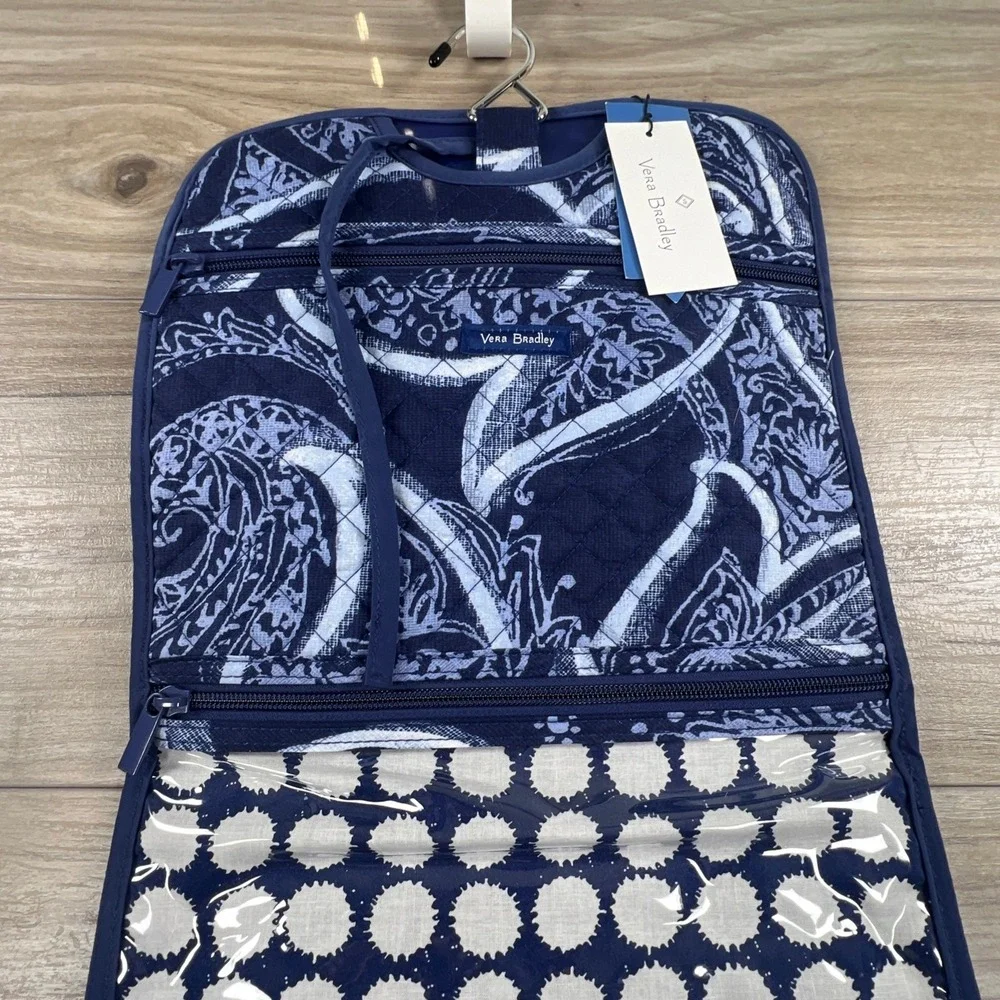 Vera Bradley Hanging Travel Organizer Navy Blue Paisley Quilted Toiletry Bag NWT
